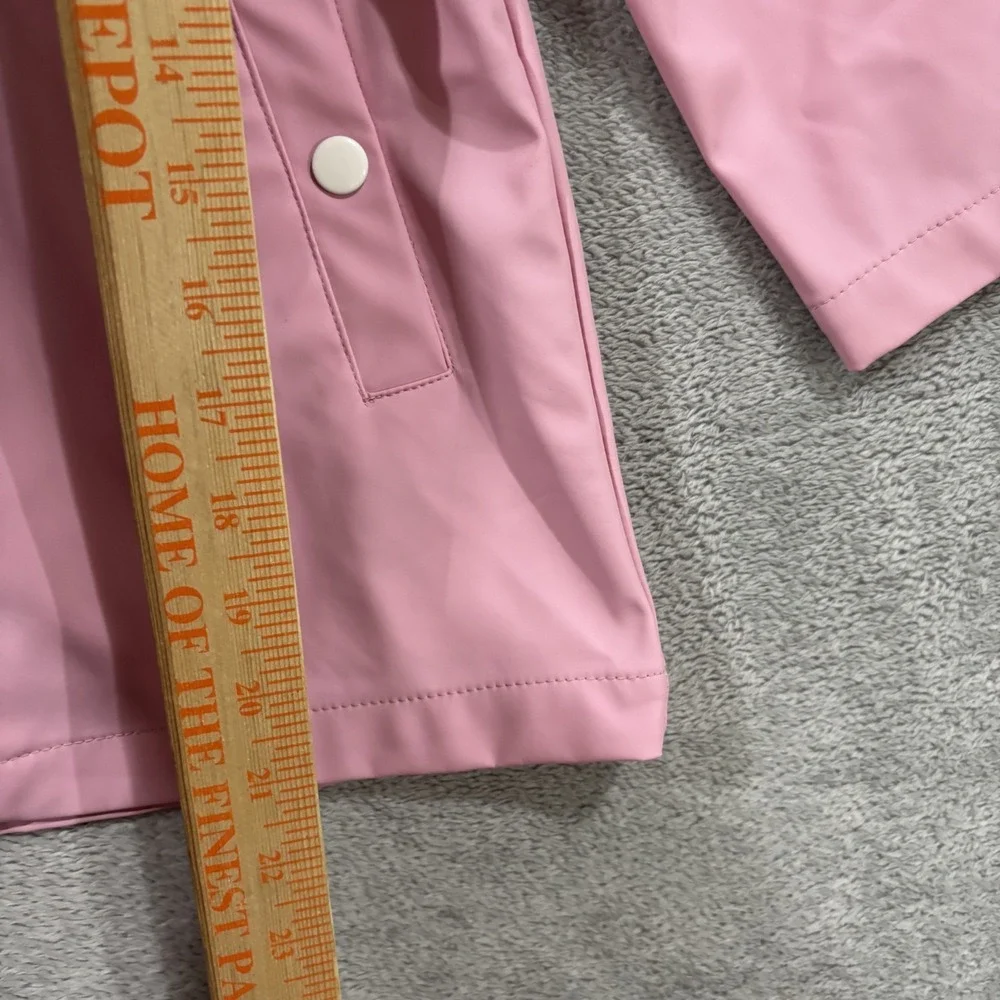 Pink Platinum Girls Pink Hooded Rain Coat Full Zip Jacket Size 5/6 Pockets